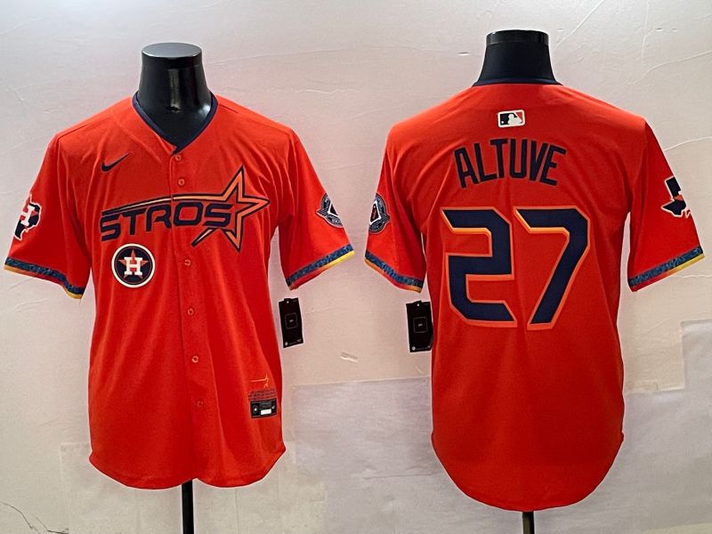 Men Houston Astros #27 Altuve Orange Five generation Joint Name Nike 2025 MLB Jersey style 5->houston astros->MLB Jersey
